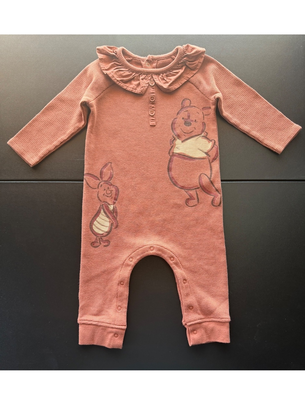 Disney Baby Winnie the Pooh Piglet 18M Waffle Knit Romper Ruffle Collar